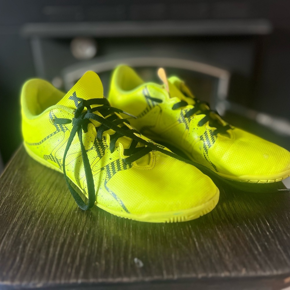 Bright Yellow Adidas Indoor Soccer Shoes with Black Accents